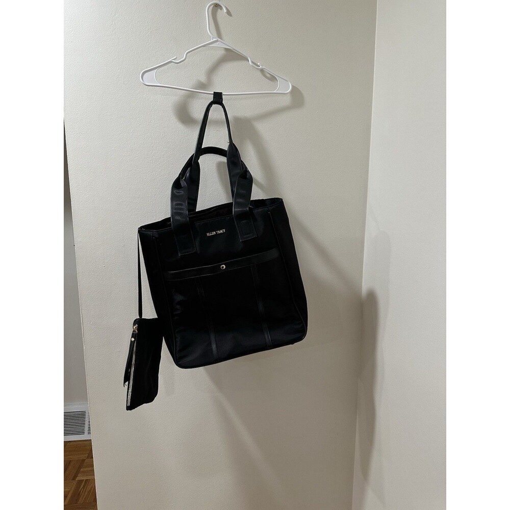 Ellen Tracy Black Tote Bag with Detachable Pouch - NWOT
